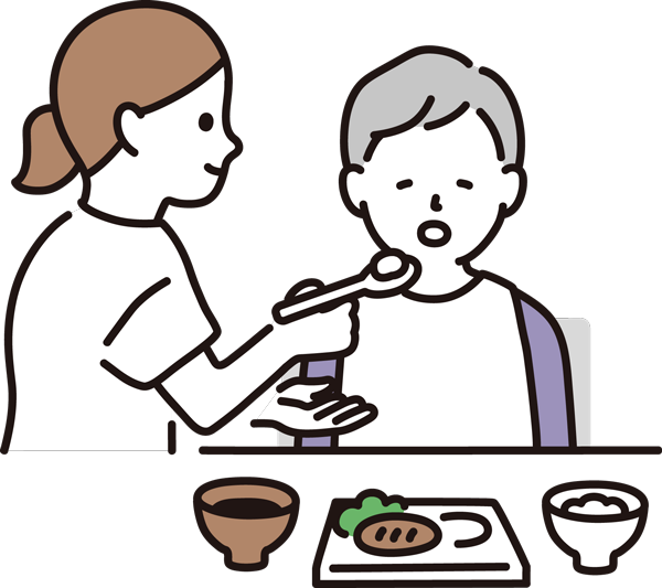 ショートステイ 食事の補助イラスト